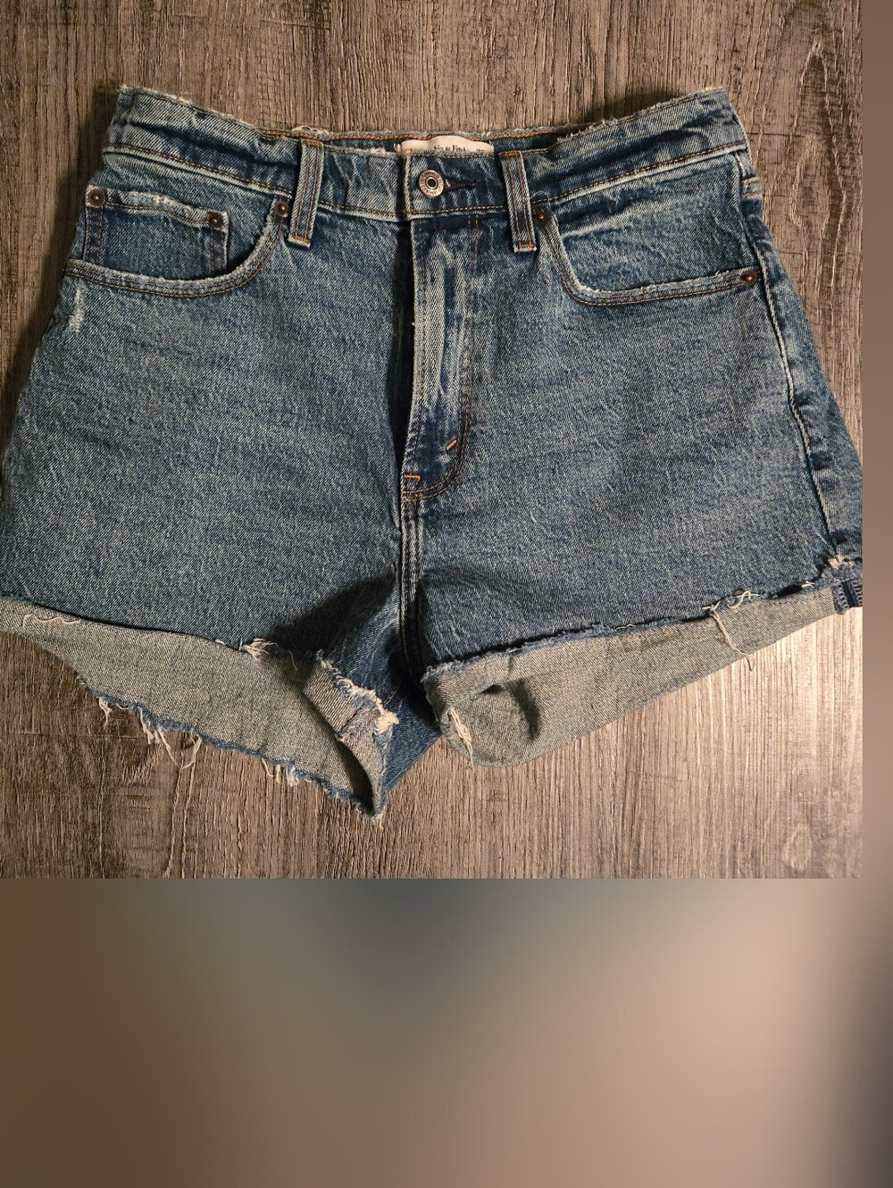 Abercrombie & Fitch Distressed Denim Mom Shorts